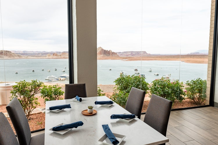 Dining table at the Rainbow Room at Lake Powell Resort &amp; Marina